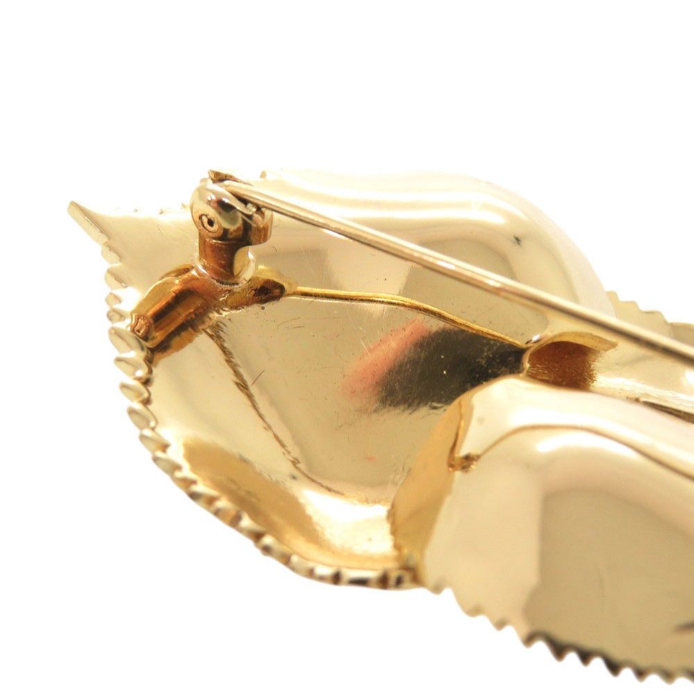 Dior Leaf Motif Metal Gold Brooch — view 6