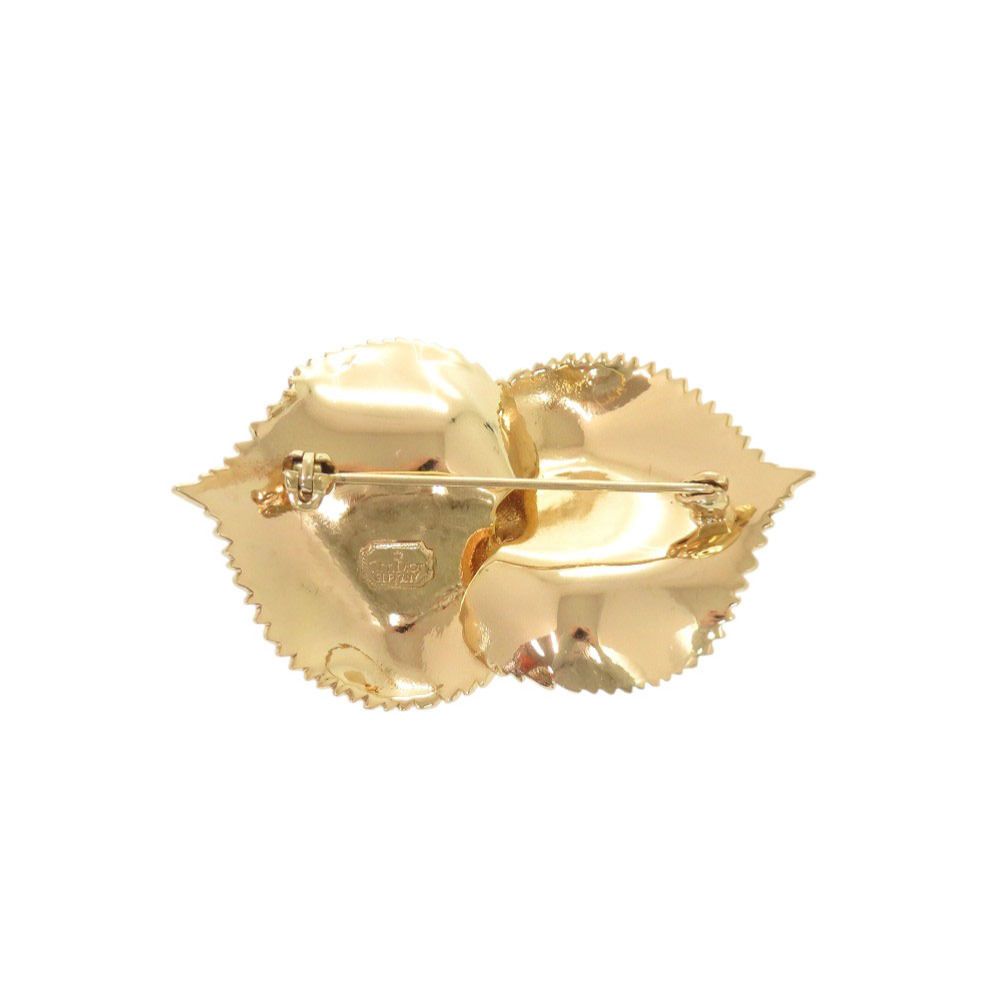 Dior Leaf Motif Metal Gold Brooch — view 2