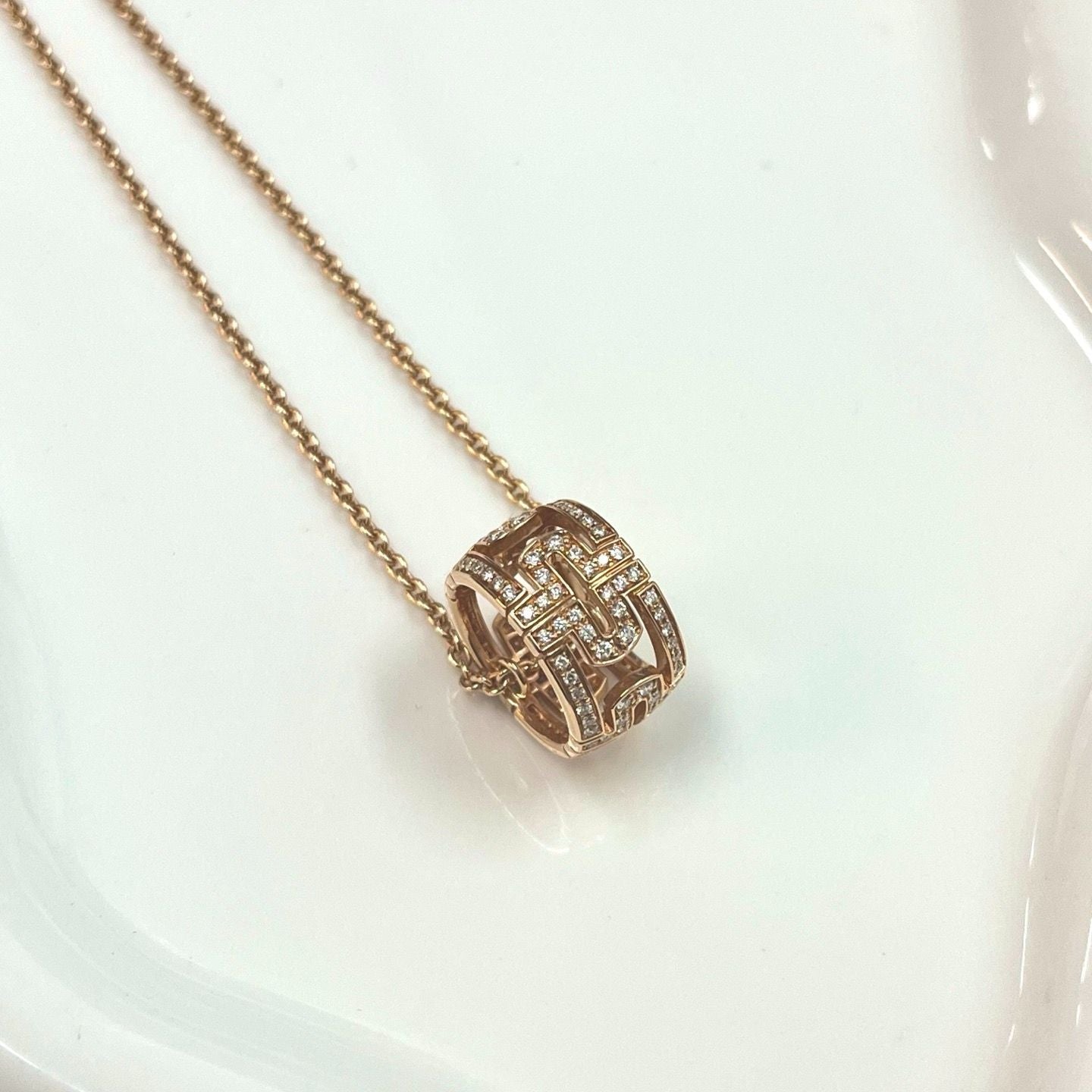 Bvlgari Necklace Parentesi Full Diamond Pink Gold 18k Faeskk
