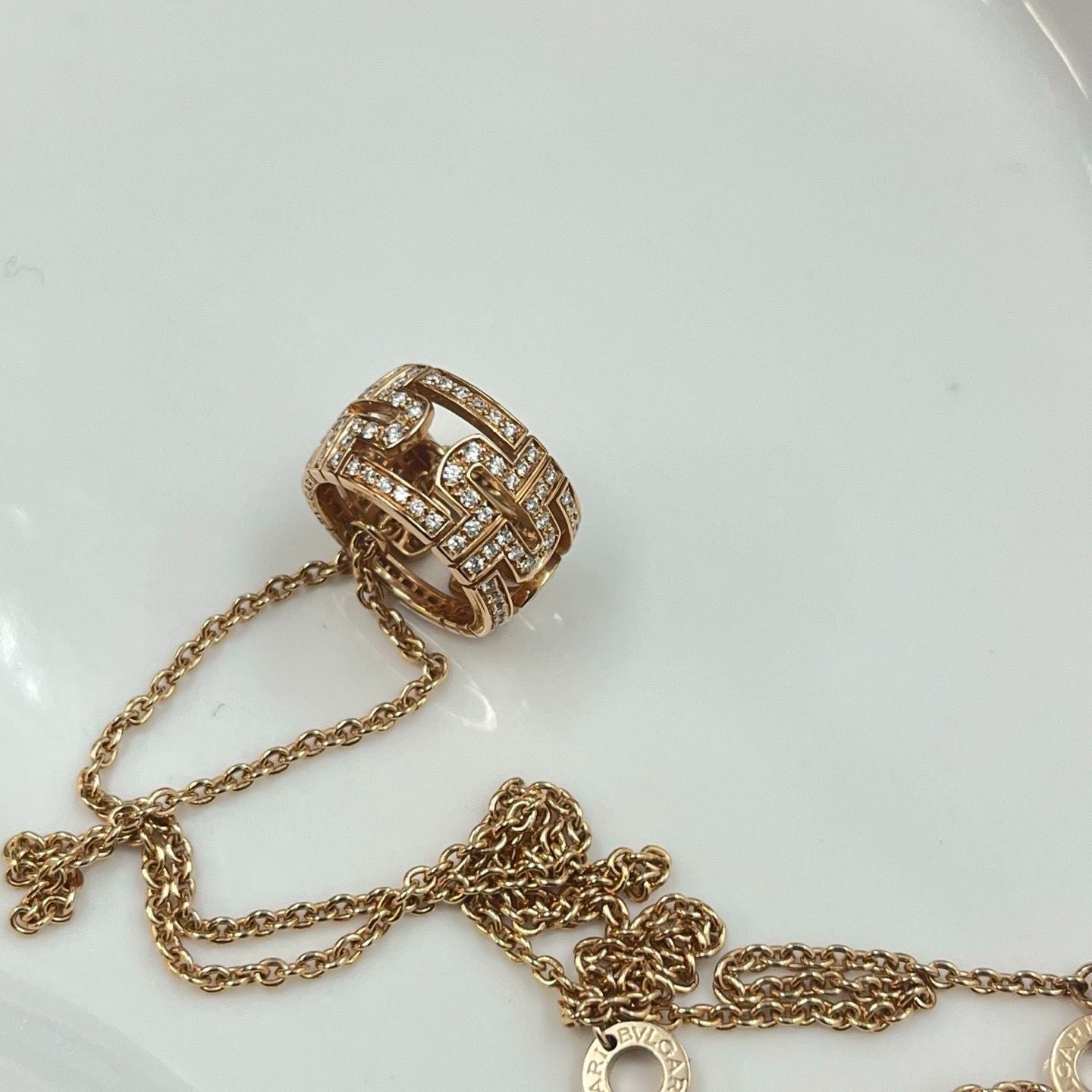 Bvlgari Necklace Parentesi Full Diamond Pink Gold 18k Faeskk — view 5
