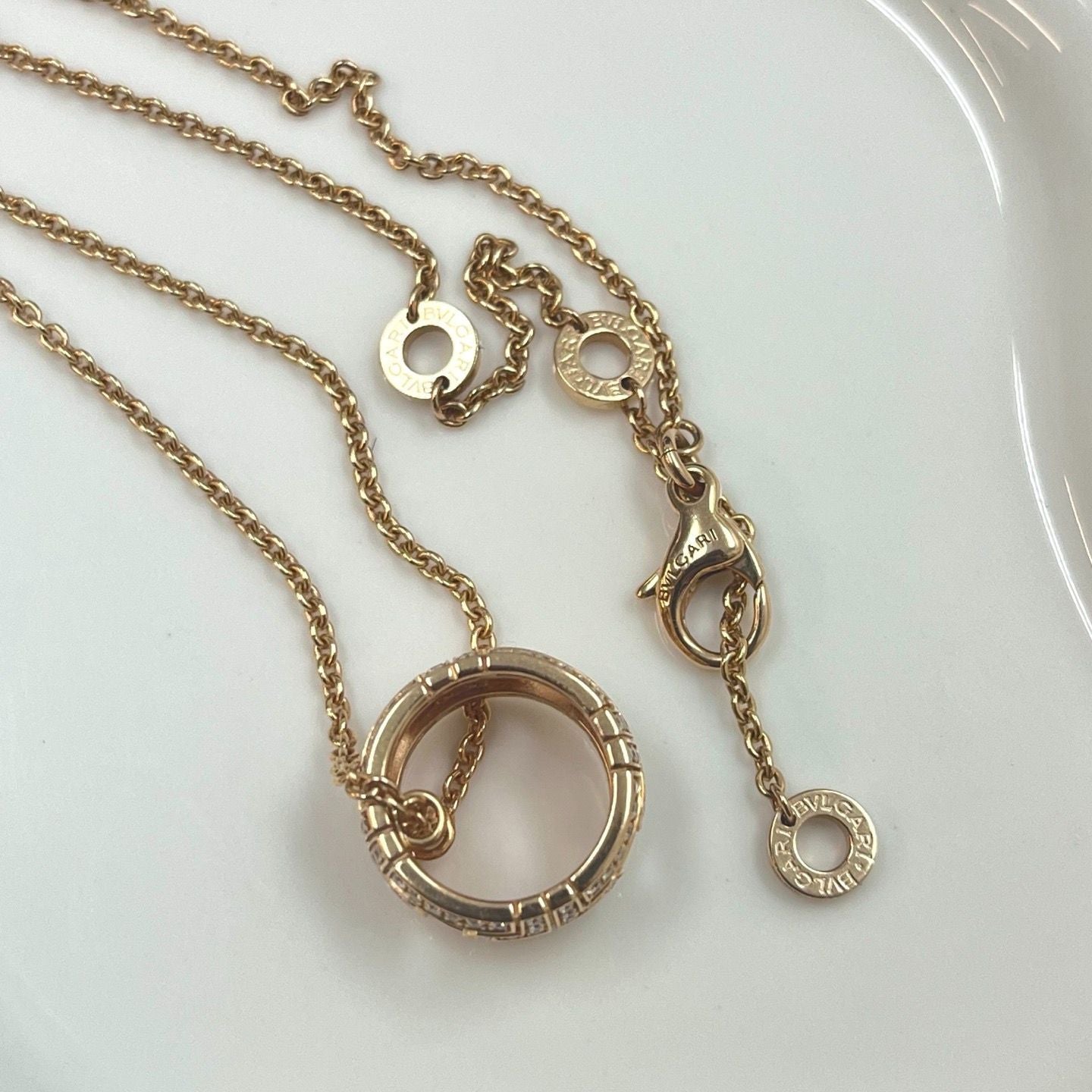 Bvlgari Necklace Parentesi Full Diamond Pink Gold 18k Faeskk — view 3