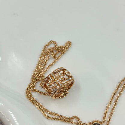 Bvlgari Necklace Parentesi Full Diamond Pink Gold 18k Faeskk — view 4