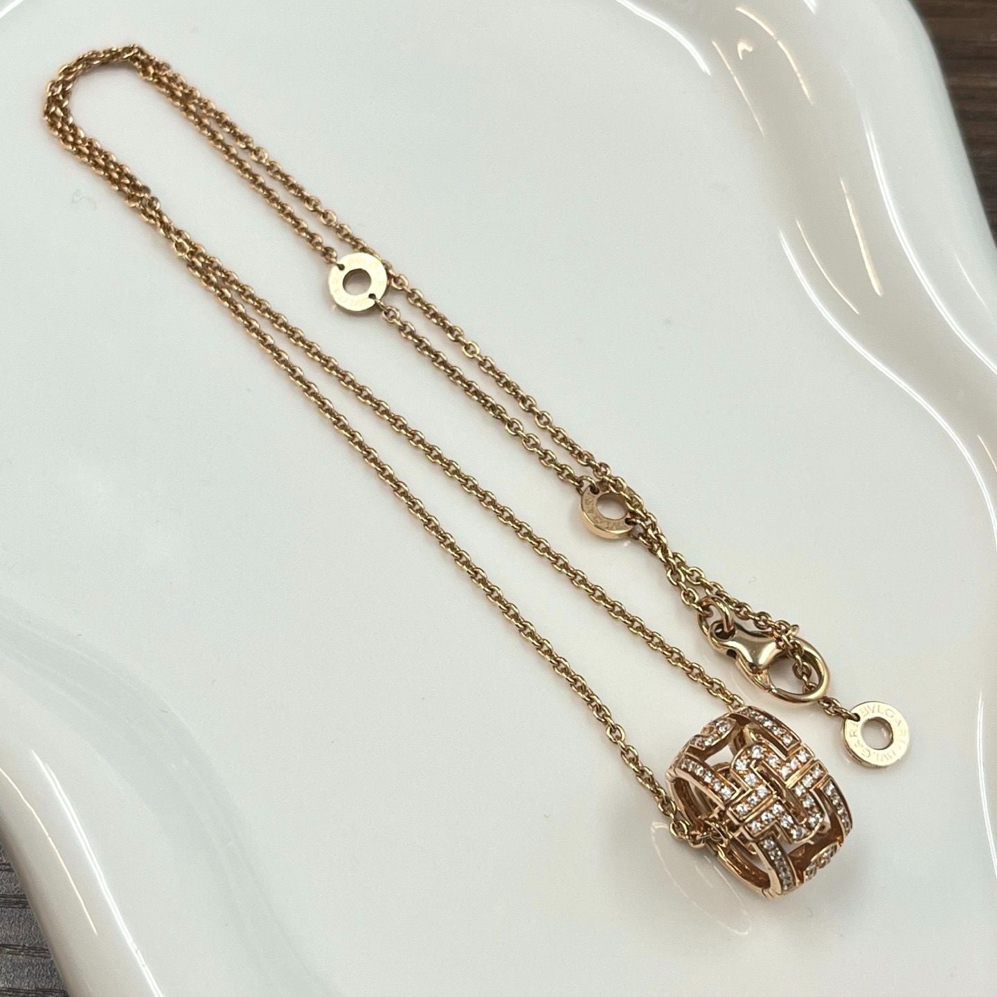 Bvlgari Necklace Parentesi Full Diamond Pink Gold 18k Faeskk — view 2