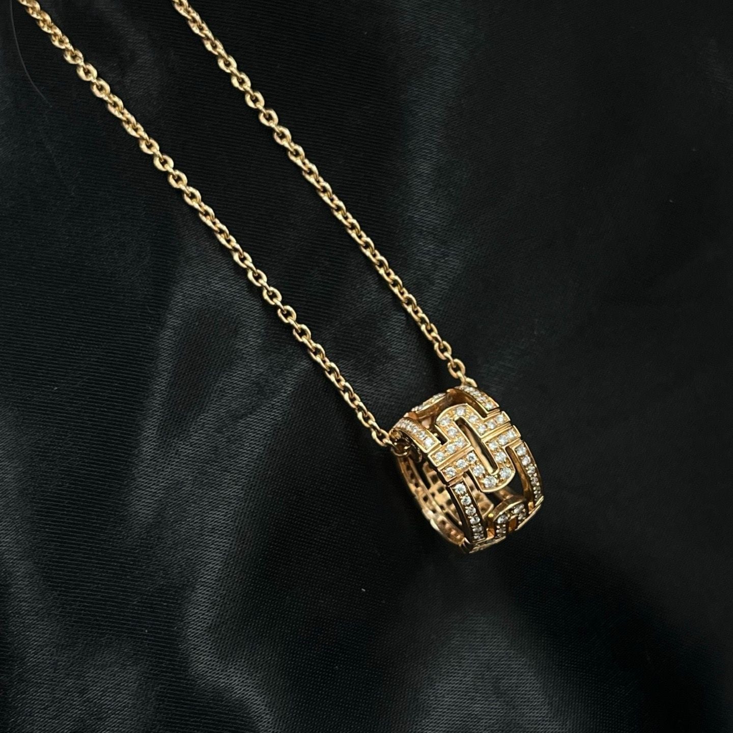 Bvlgari Necklace Parentesi Full Diamond Pink Gold 18k Faeskk — view 6