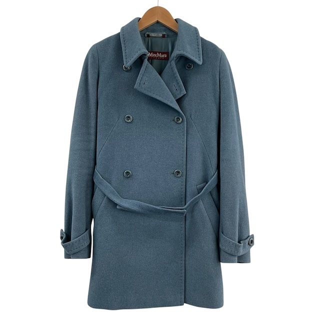 Max Mara Wool Coat Pcoat Blue 42 LL