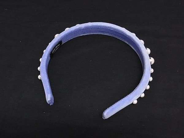 Miu Miu Miu Headband Blue Velvet Pearl — view 2