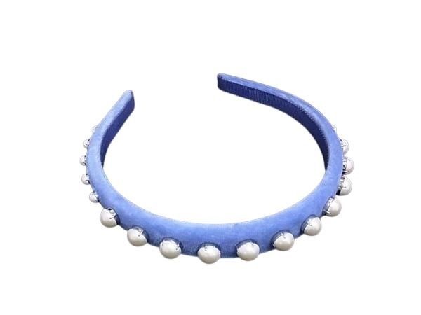 Miu Miu Miu Headband Blue Velvet Pearl