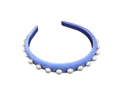 Miu Miu Miu Headband Blue Velvet Pearl