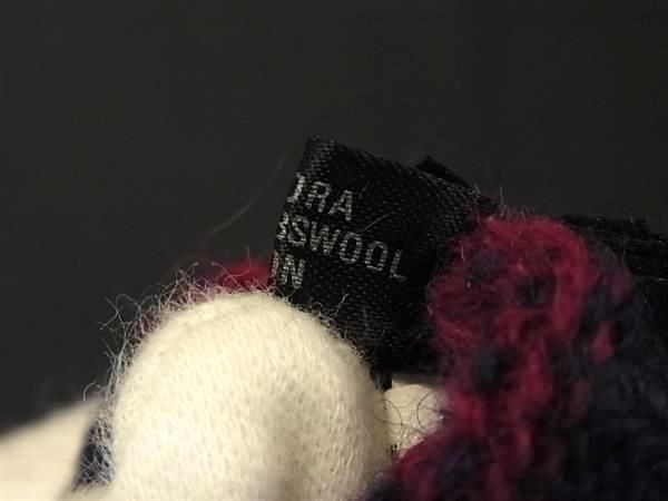 Fendi Glove FF Logo Wine Red Navy 60% Wool 20% Angora Nylon Gloves — view 5