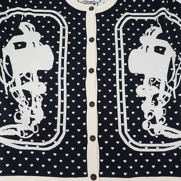 Hermes Brides de Gala Love Cashmere Silk Cardigan Navy White 44 — view 7