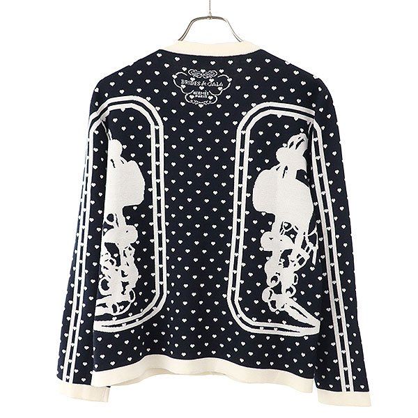 Hermes Brides de Gala Love Cashmere Silk Cardigan Navy White 44 — view 2
