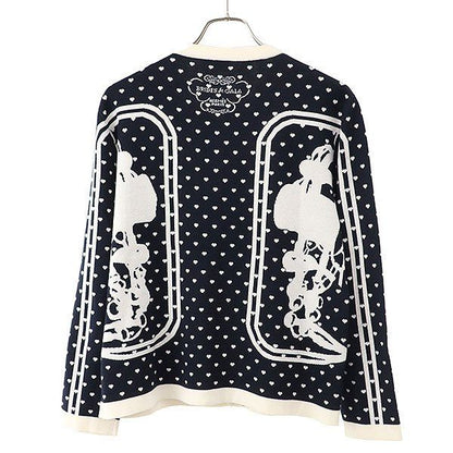 Hermes Brides de Gala Love Cashmere Silk Cardigan Navy White 44 — view 2