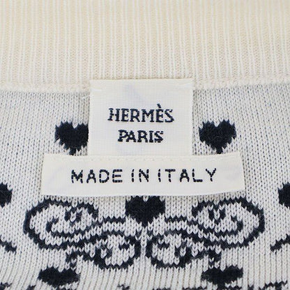 Hermes Brides de Gala Love Cashmere Silk Cardigan Navy White 44 — view 3