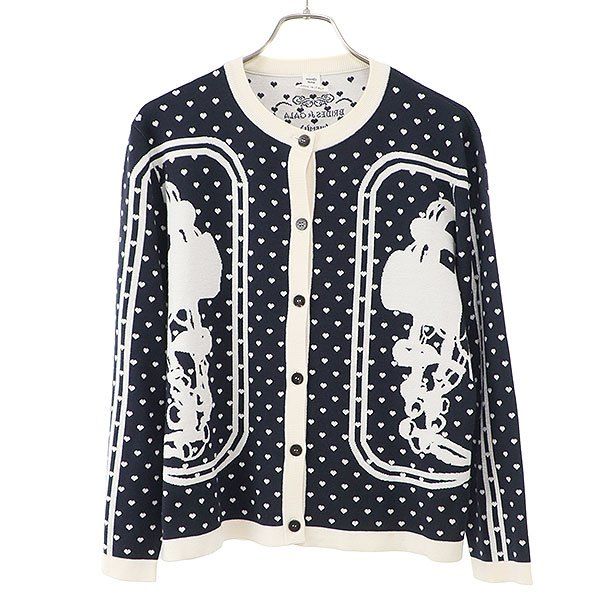 Hermes Brides de Gala Love Cashmere Silk Cardigan Navy White 44