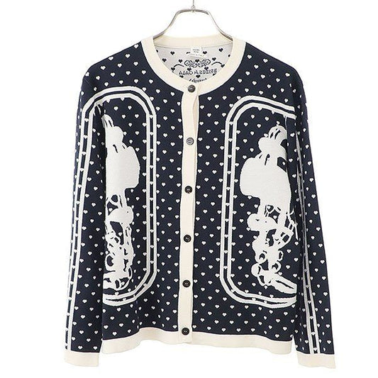 Hermes Brides de Gala Love Cashmere Silk Cardigan Navy White 44