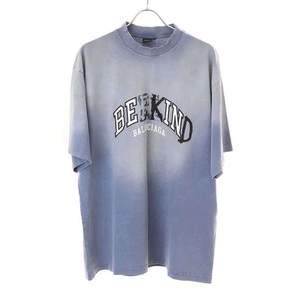 Balenciaga BE Kind Print Distressed T-Shirt Blue