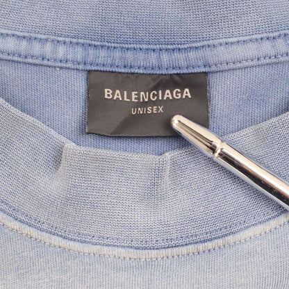 Balenciaga BE Kind Print Distressed T-Shirt Blue — view 3