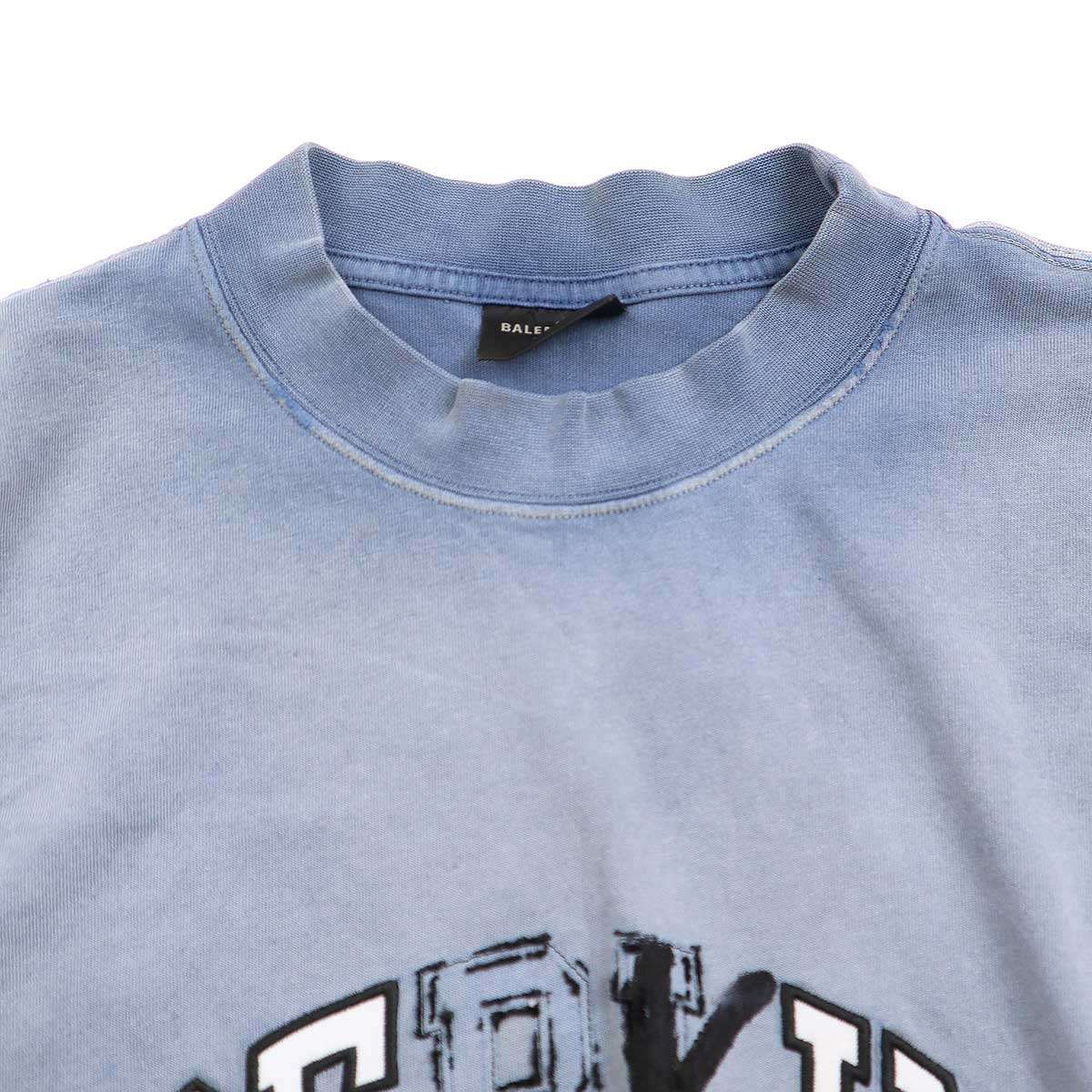 Balenciaga BE Kind Print Distressed T-Shirt Blue — view 4