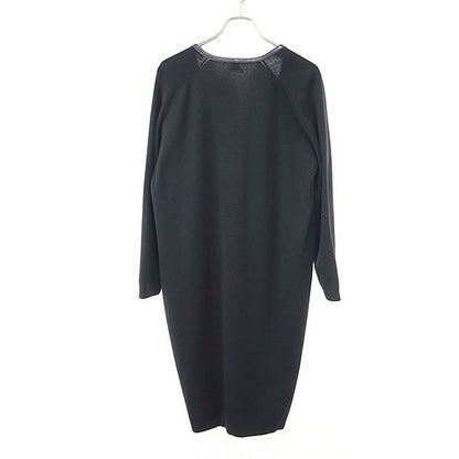Hermes Leather Trim Wool Long Cardigan Black 40 — view 2