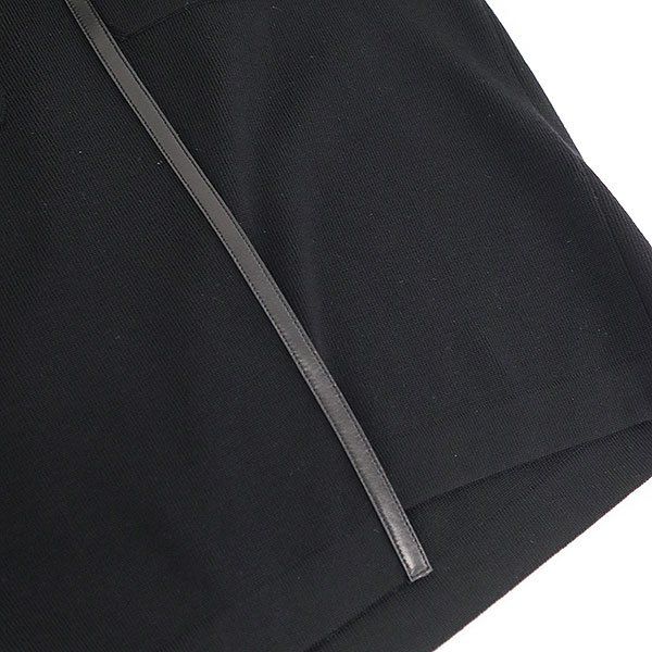 Hermes Leather Trim Wool Long Cardigan Black 40 — view 6