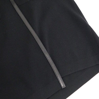 Hermes Leather Trim Wool Long Cardigan Black 40 — view 6