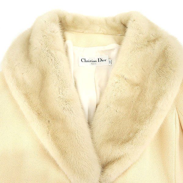 Dior Mink Color Wool Long Coat Ivory — view 4