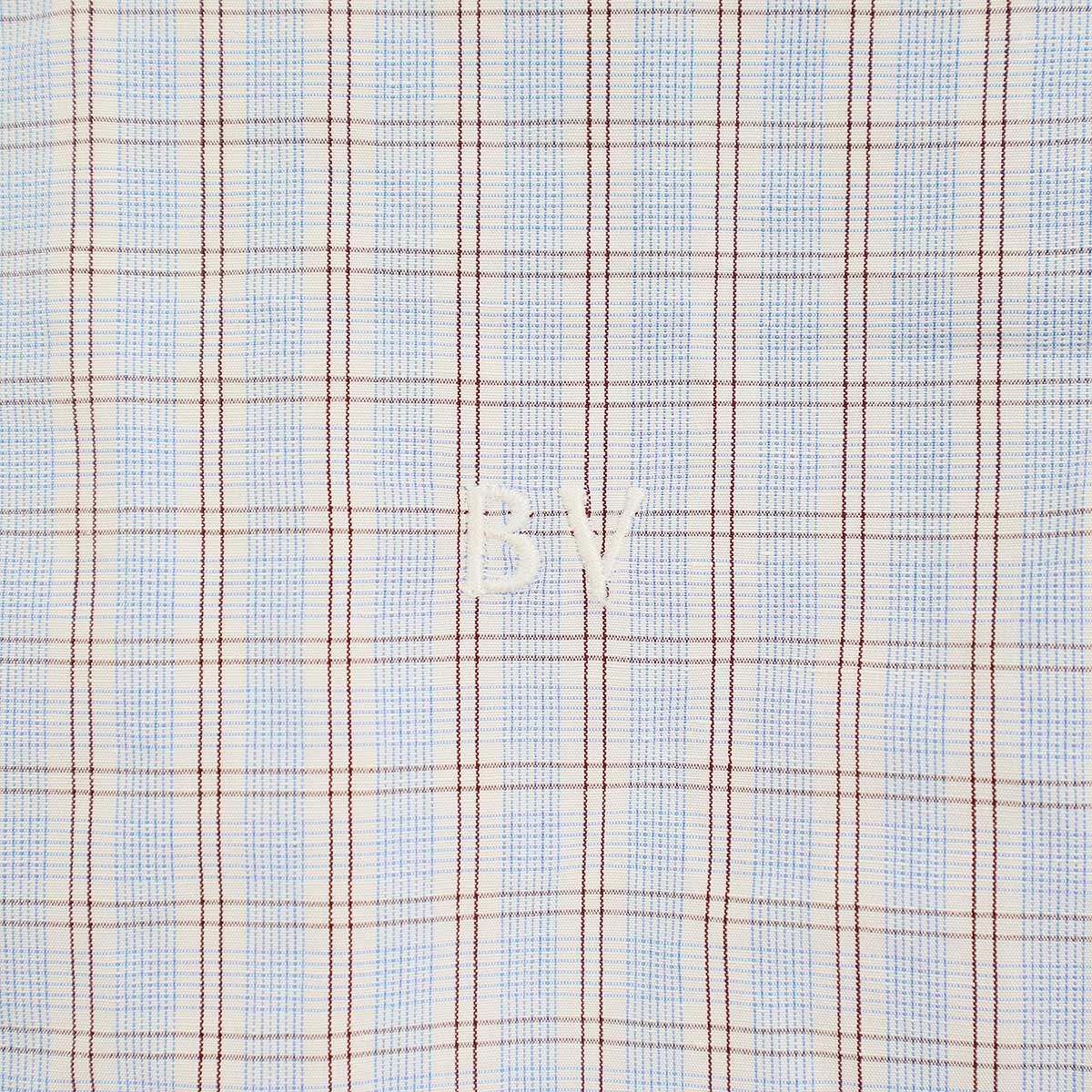 Bottega Veneta Cotton Linen BV Embroidery Check Over Shirt Blue 48 — view 5
