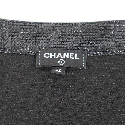 Chanel CC Logo Button Metallic Dress Black 42 — view 3