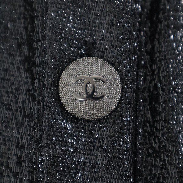 Chanel CC Logo Button Metallic Dress Black 42 — view 6