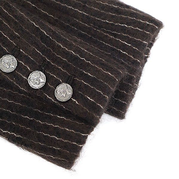 Chanel Medal Button Stripe Double Breasted Coat Brown 38 — view 5