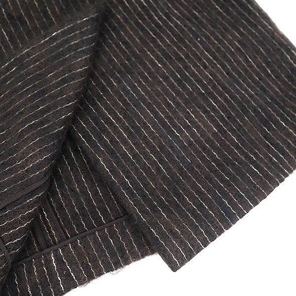 Chanel Medal Button Stripe Double Breasted Coat Brown 38 — view 6