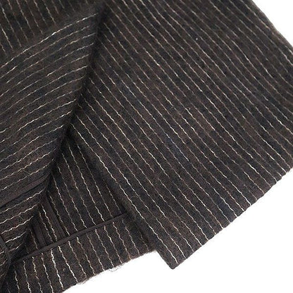 Chanel Medal Button Stripe Double Breasted Coat Brown 38 — view 6