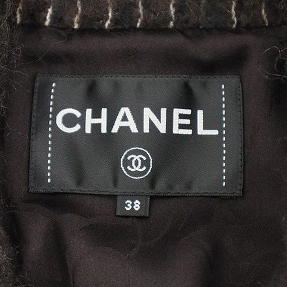 Chanel Medal Button Stripe Double Breasted Coat Brown 38 — view 3