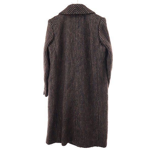 Chanel Medal Button Stripe Double Breasted Coat Brown 38 — view 2