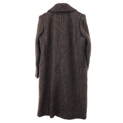 Chanel Medal Button Stripe Double Breasted Coat Brown 38 — view 2