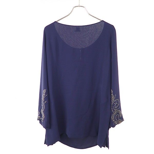 Hermes Embroidered Blouse Navy — view 2