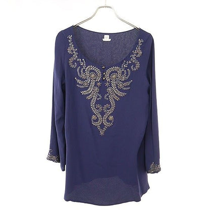 Hermes Embroidered Blouse Navy
