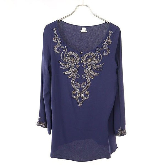 Hermes Embroidered Blouse Navy