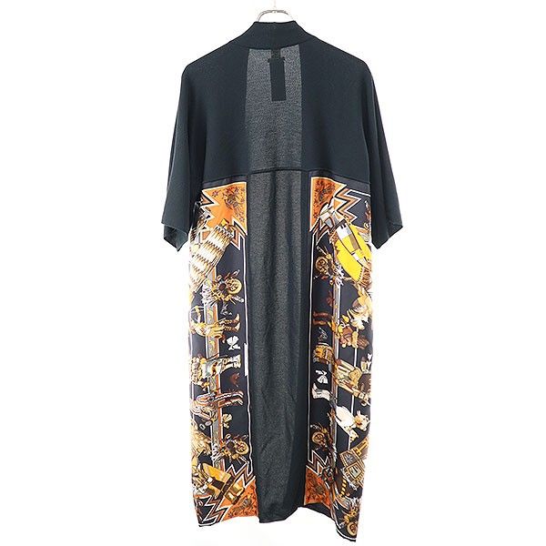 Hermes Twill Rene Silk Scarf Knit Long Cardigan Black Orange 34 — view 2