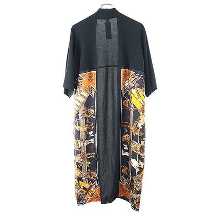 Hermes Twill Rene Silk Scarf Knit Long Cardigan Black Orange 34 — view 2