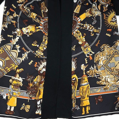 Hermes Twill Rene Silk Scarf Knit Long Cardigan Black Orange 34 — view 6