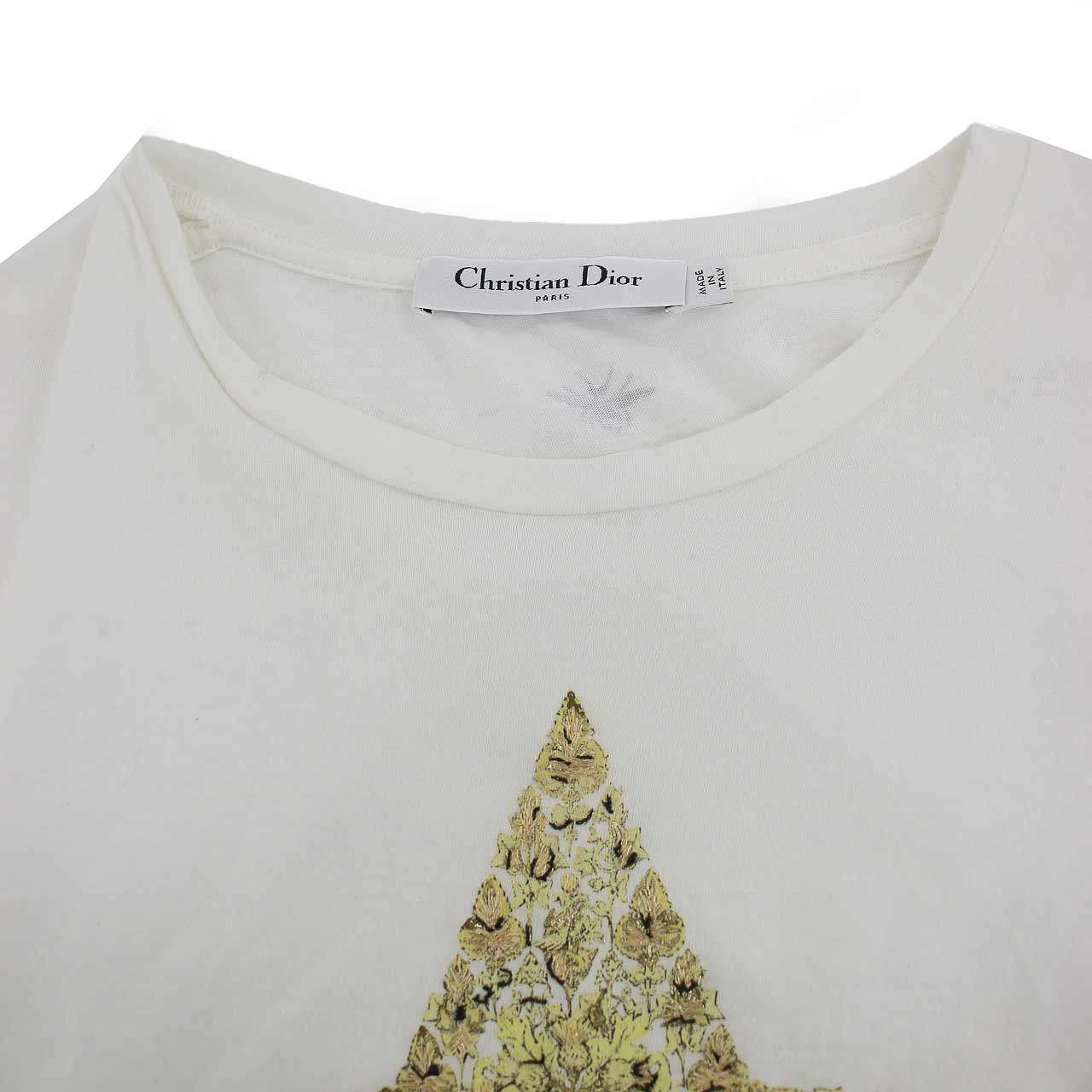 Dior Star Cotton Linen Jersey Distressed T-Shirt White XS — view 4