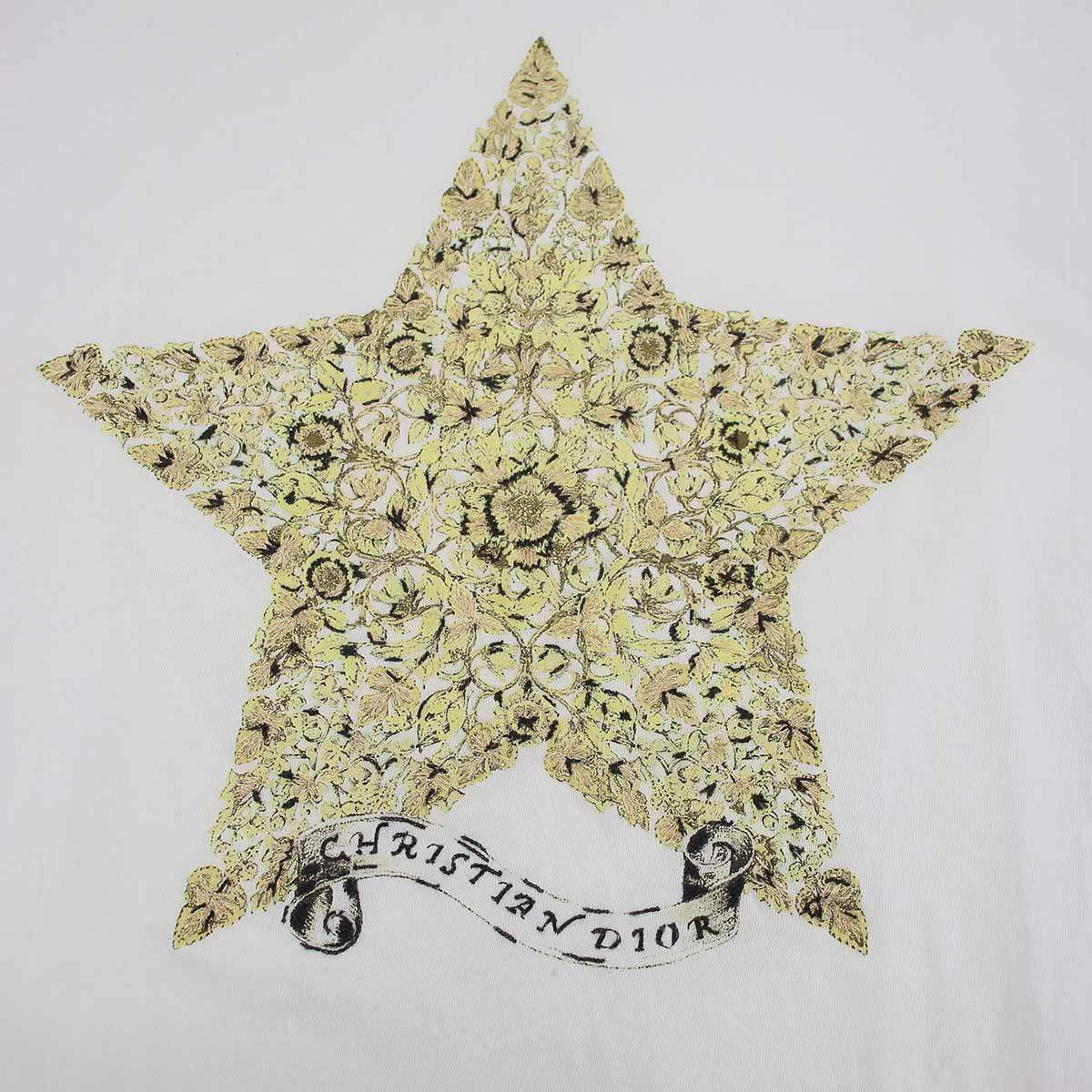 Dior Star Cotton Linen Jersey Distressed T-Shirt White XS — view 6