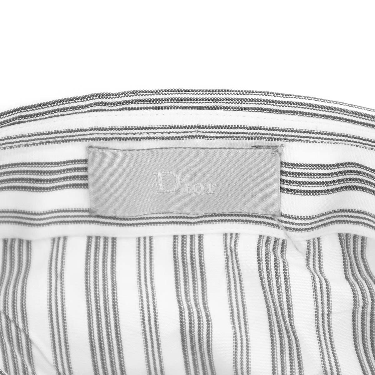 Dior Homme Double Color Fly Front Striped Shirt White Black 38 — view 3