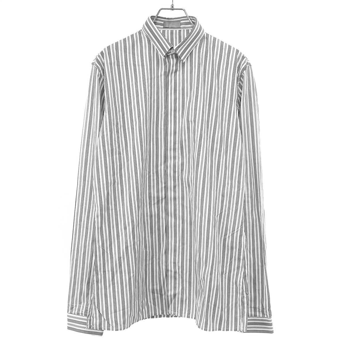 Dior Homme Double Color Fly Front Striped Shirt White Black 38