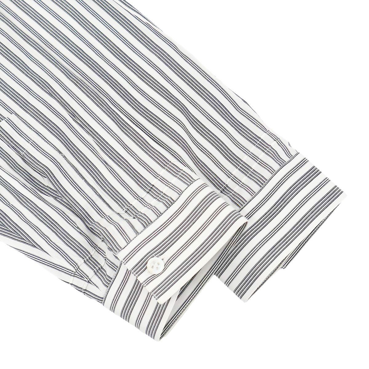 Dior Homme Double Color Fly Front Striped Shirt White Black 38 — view 4
