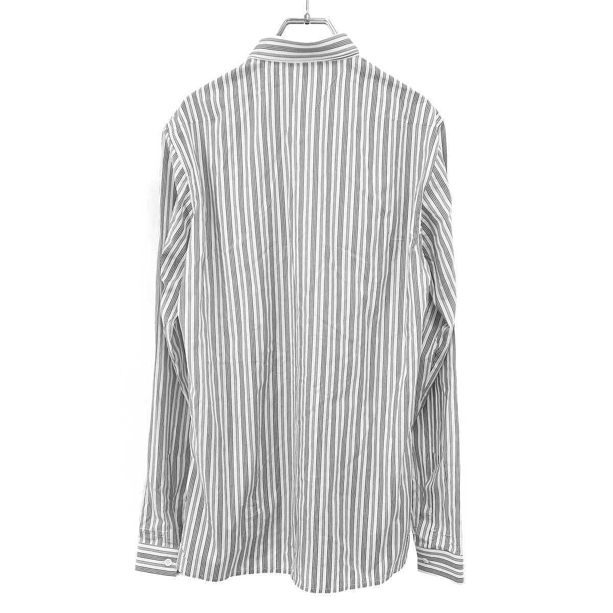 Dior Homme Double Color Fly Front Striped Shirt White Black 38 — view 2