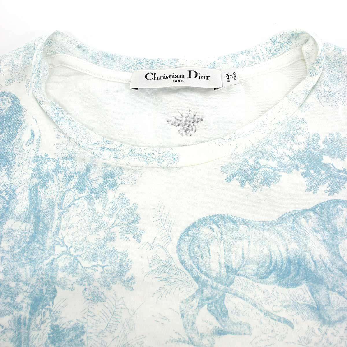 Dior Toile de Jouy Sauvage Motif Dioliviera T-Shirt White Blue XS — view 4