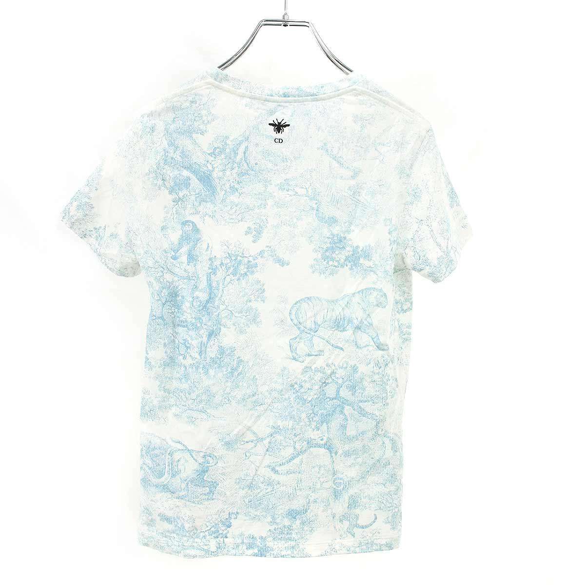 Dior Toile de Jouy Sauvage Motif Dioliviera T-Shirt White Blue XS — view 2