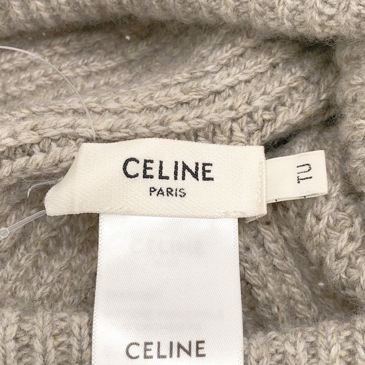 Celine Triomphe Patch Knit Cap Seamless Cashmere Beige TU Hat — view 5